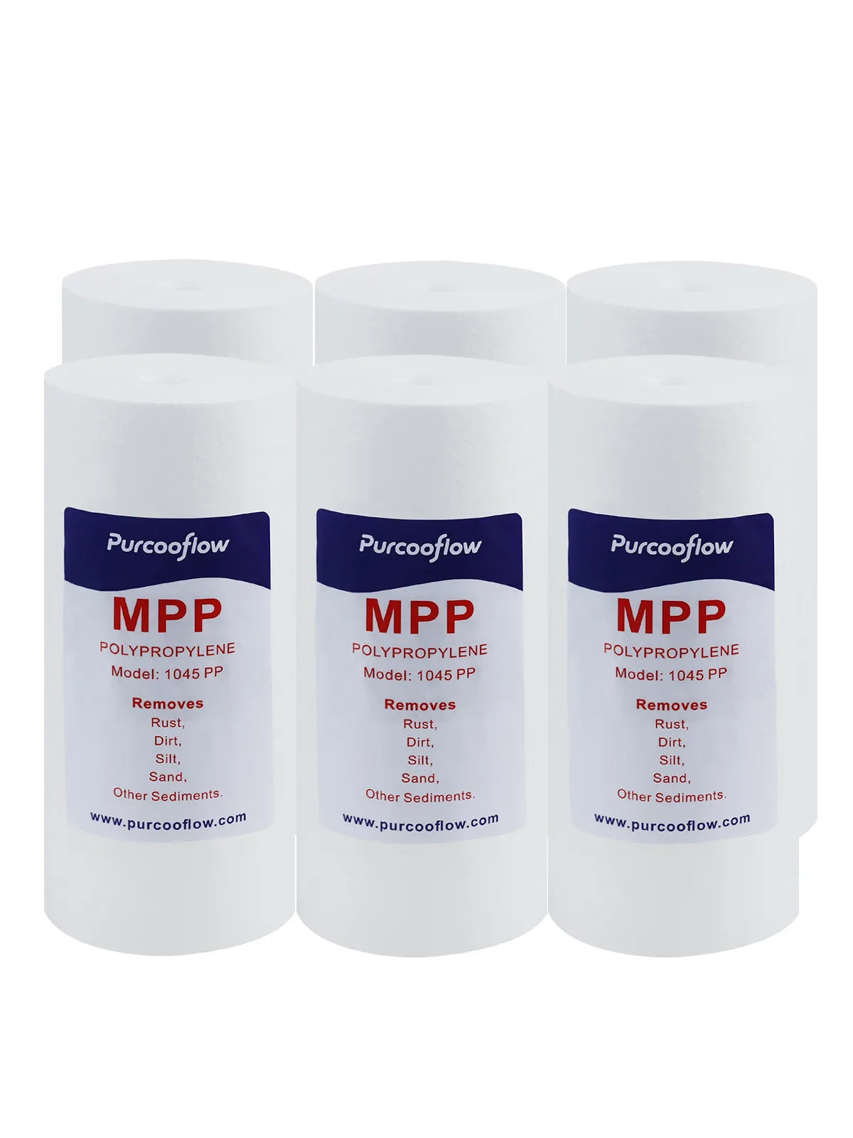 Purcooflow 10x4.5 Inch 5 Micron MPP Sediment Water Filter, Reduces Sand, Rust, Dirt & Silt