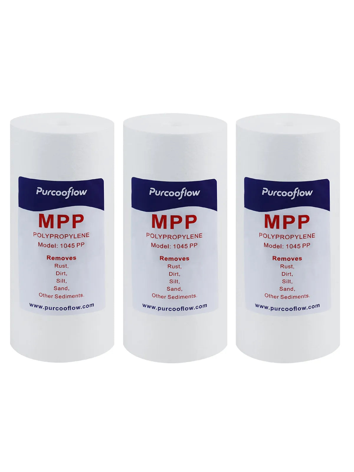 Purcooflow 10x4.5 Inch 5 Micron MPP Sediment Water Filter, Reduces Sand, Rust, Dirt & Silt