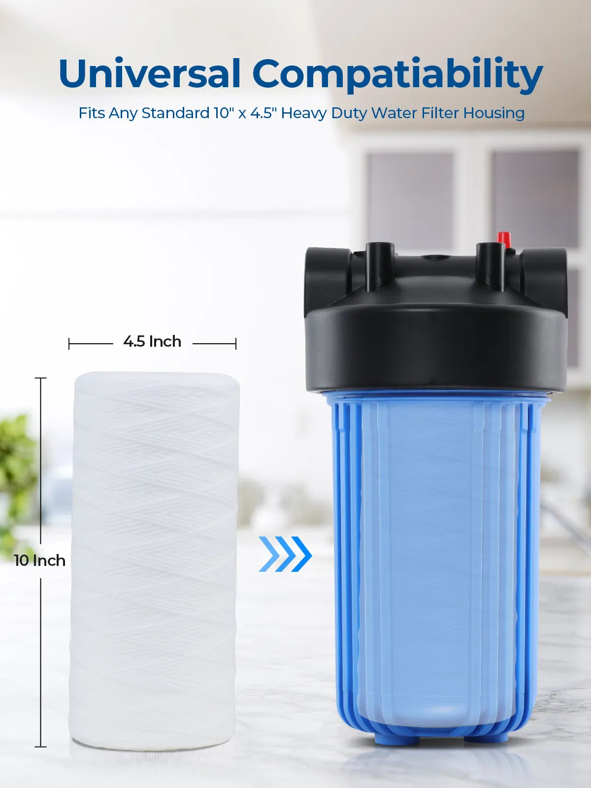 Purcooflow 10" x 4.5" 5 Micron String Wound Sediment Filter – Big Blue Replacement Cartridge