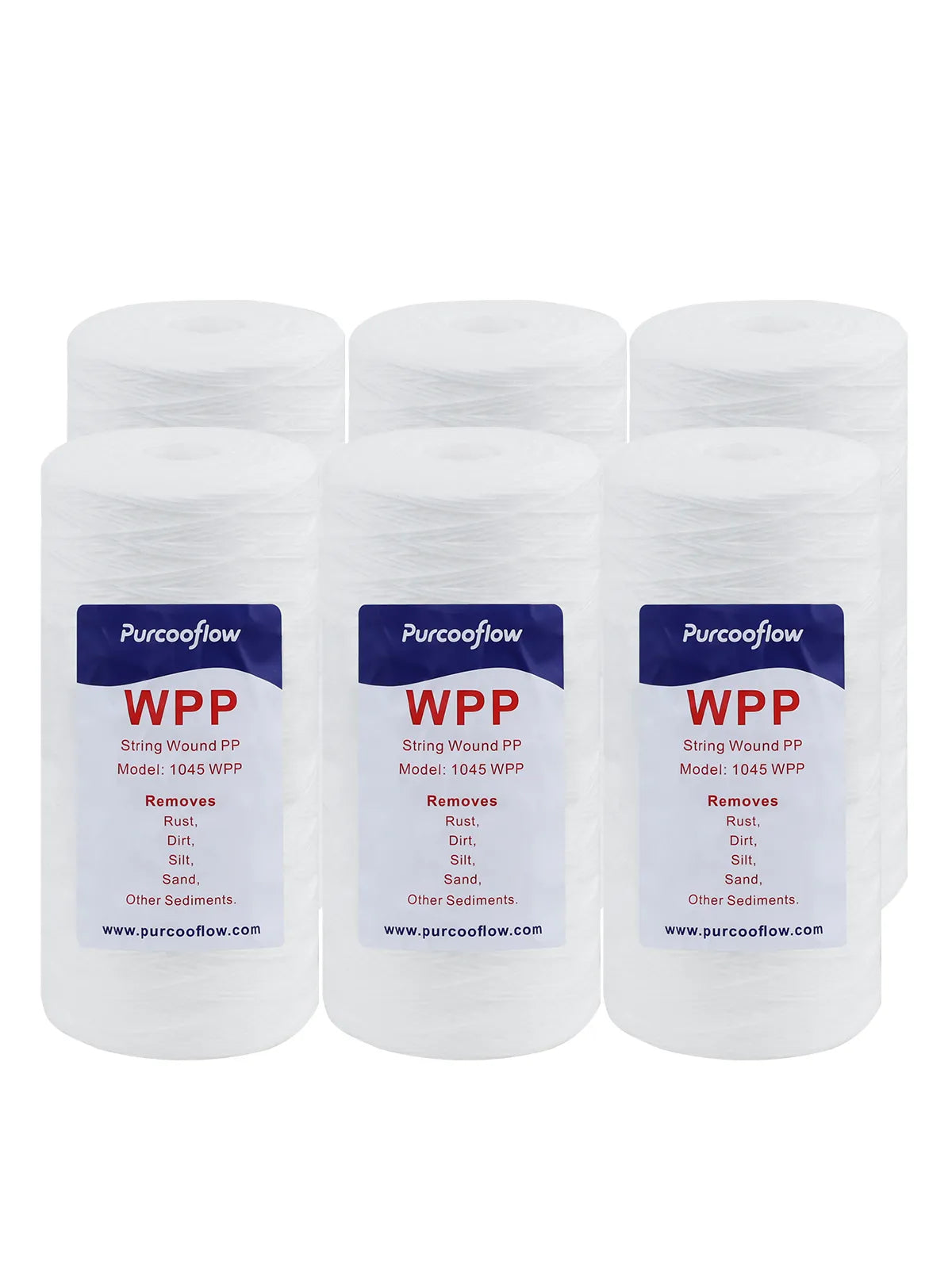 Purcooflow 10" x 4.5" 5 Micron String Wound Sediment Filter – Big Blue Replacement Cartridge