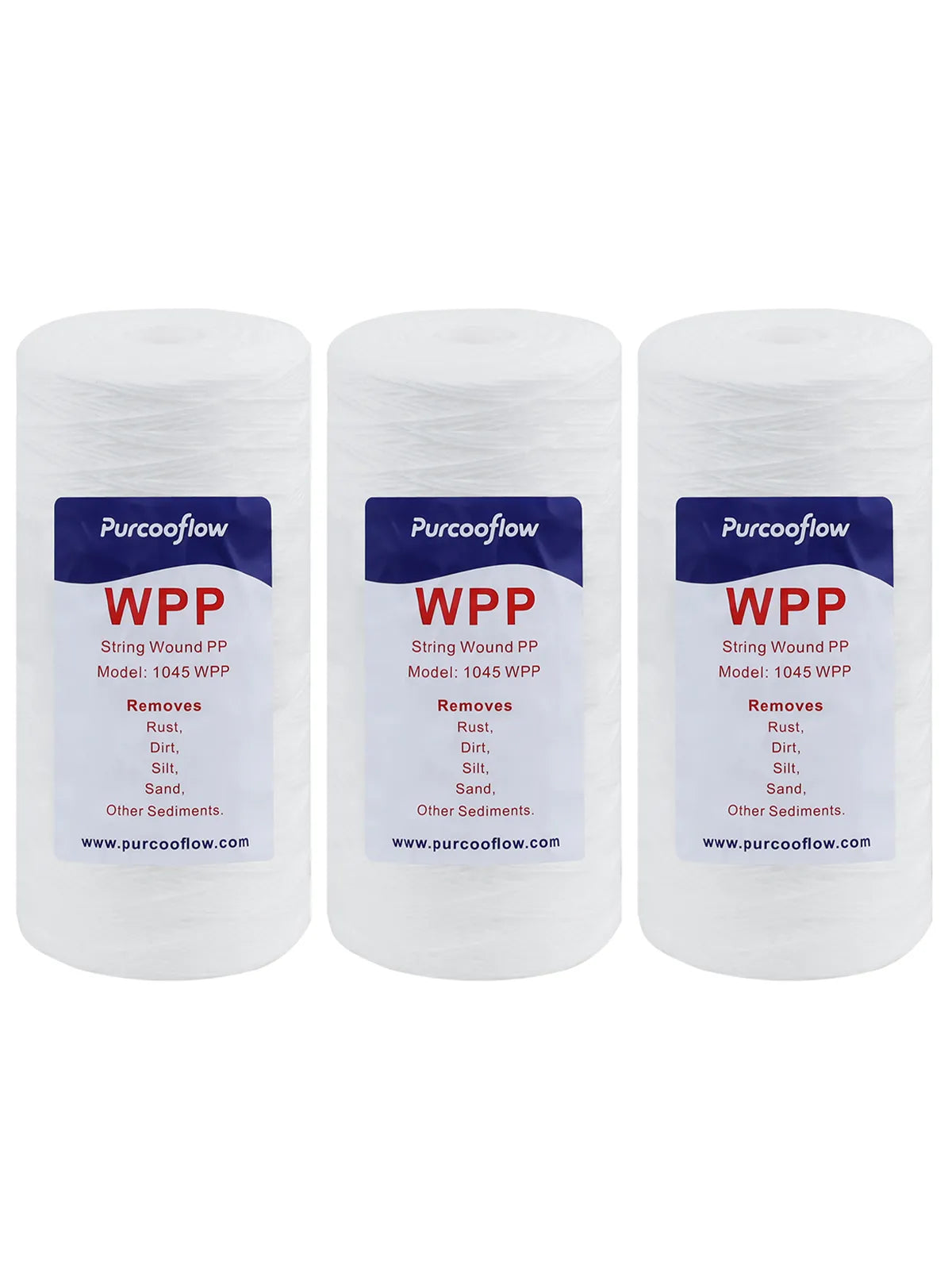 Purcooflow 10" x 4.5" 5 Micron String Wound Sediment Filter – Big Blue Replacement Cartridge