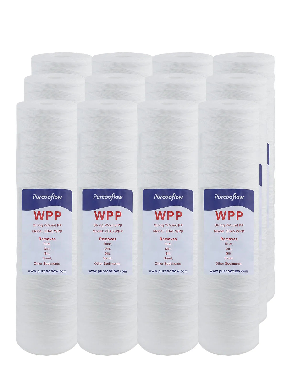 Purcooflow 20" x 4.5" 5 Micron String Wound Sediment Filter – Big Blue Heavy-Duty Replacement Cartridge