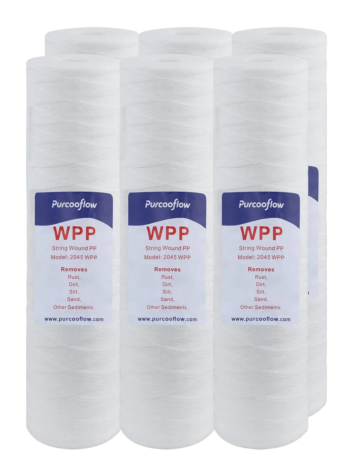 Purcooflow 20" x 4.5" 5 Micron String Wound Sediment Filter – Big Blue Heavy-Duty Replacement Cartridge