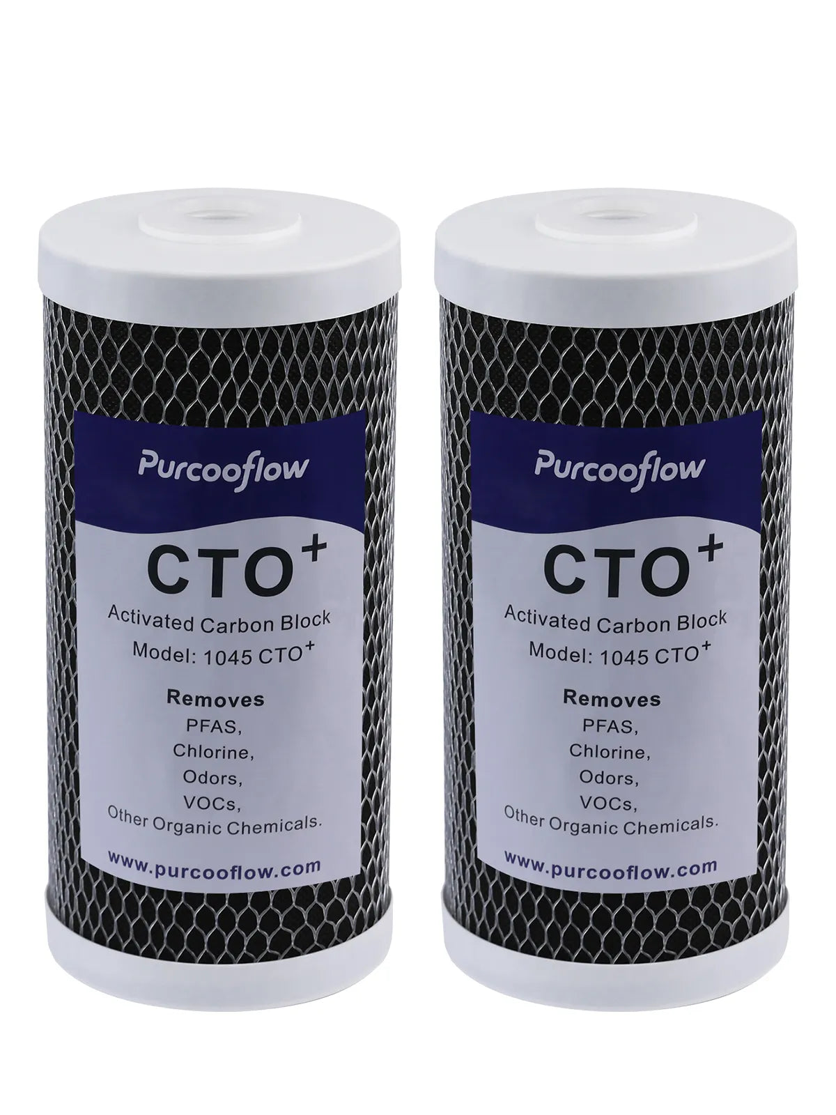 Purcooflow 10" x 4.5" 5 Micron CTO⁺ Specialized PFAS Removal Filter - Whole House Carbon Block for PFOA/PFOS & Chlorine