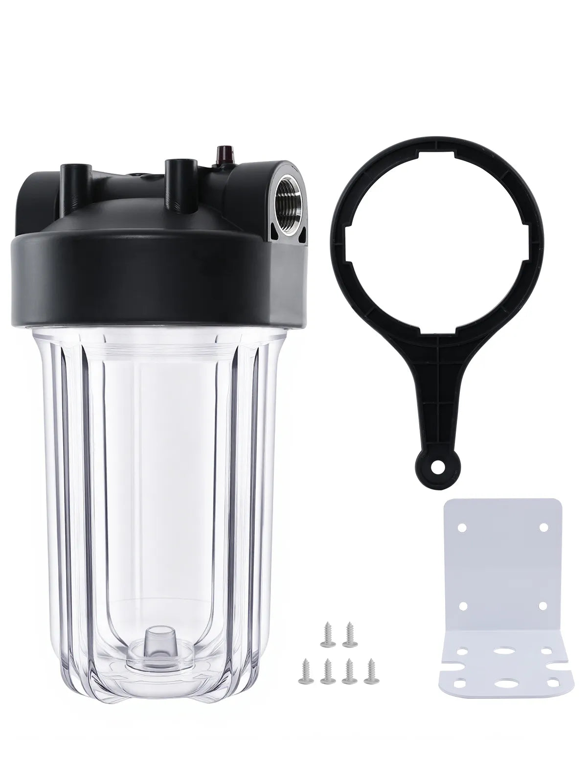 Purcooflow WHF1045C | 10" x 4.5" Clear Whole House Water Filter Housing for Well & City Water