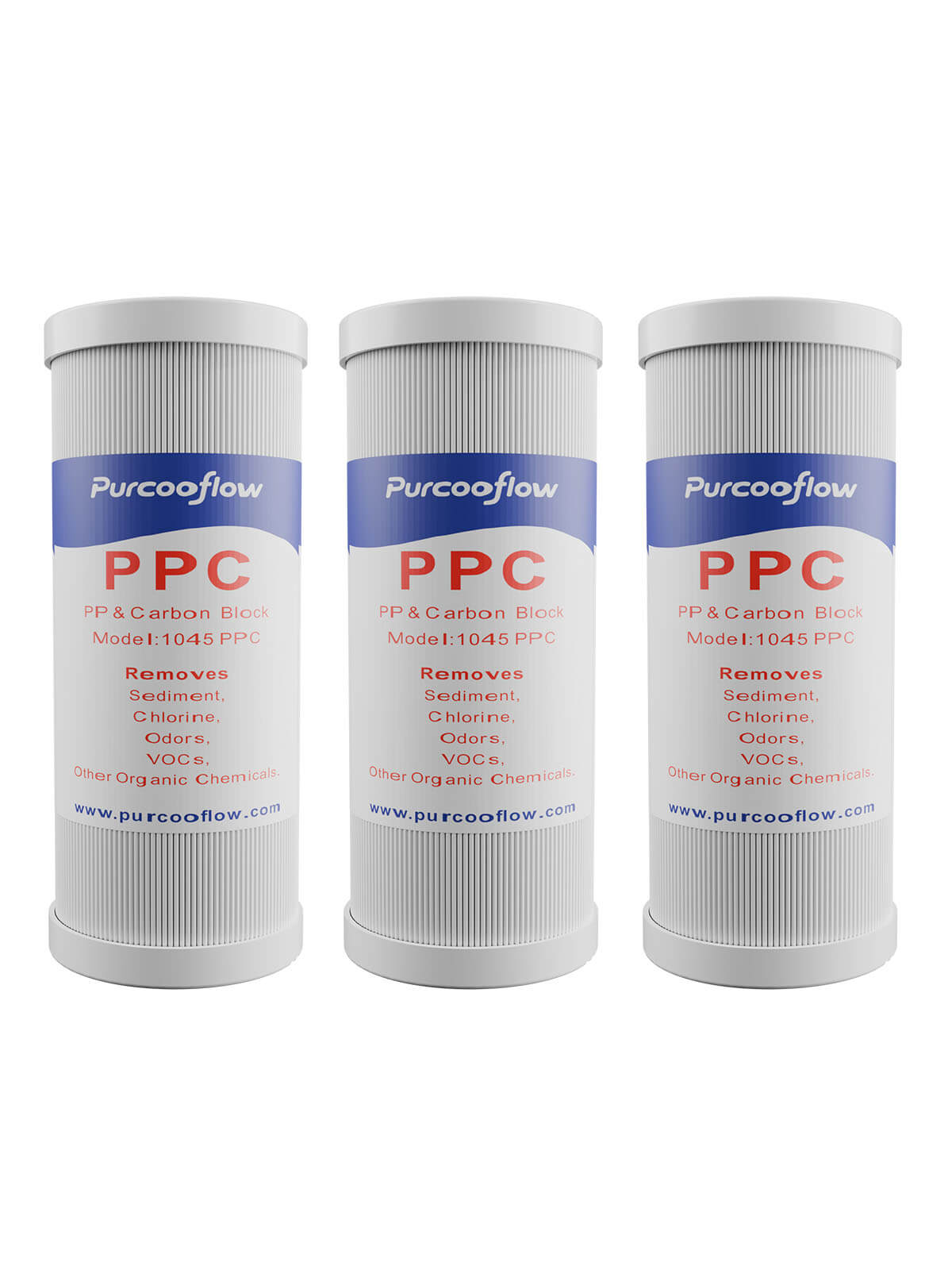 Purcooflow 10" x 4.5" 5 Micron PPC Composite Filter - Sediment & Carbon Block 2-in-1 Replacement