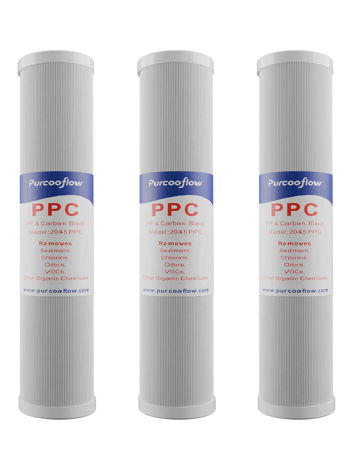 Purcooflow 20" x 4.5" 5 Micron PPC Composite Filter - Dual-Stage PP & Carbon Block for Whole House