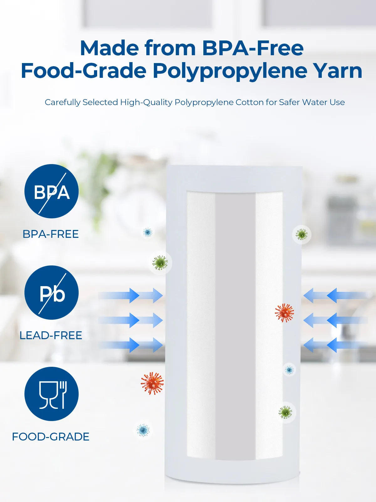 Purcooflow 10x4.5 Inch 5 Micron MPP Sediment Water Filter, Reduces Sand, Rust, Dirt & Silt