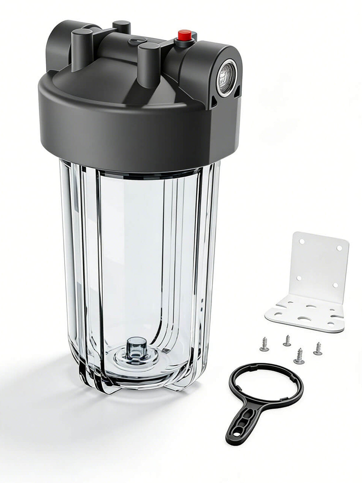 Purcooflow WHF1045C | 10" x 4.5" Clear Whole House Water Filter Housing for Well & City Water