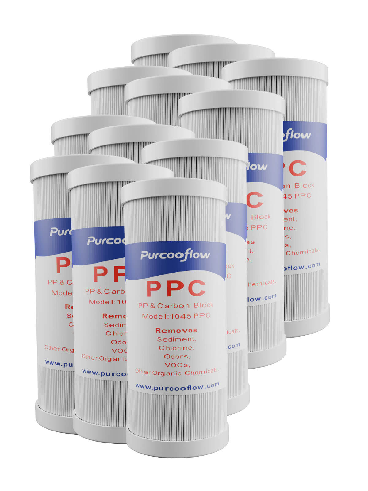 Purcooflow 10" x 4.5" 5 Micron PPC Composite Filter - Sediment & Carbon Block 2-in-1 Replacement