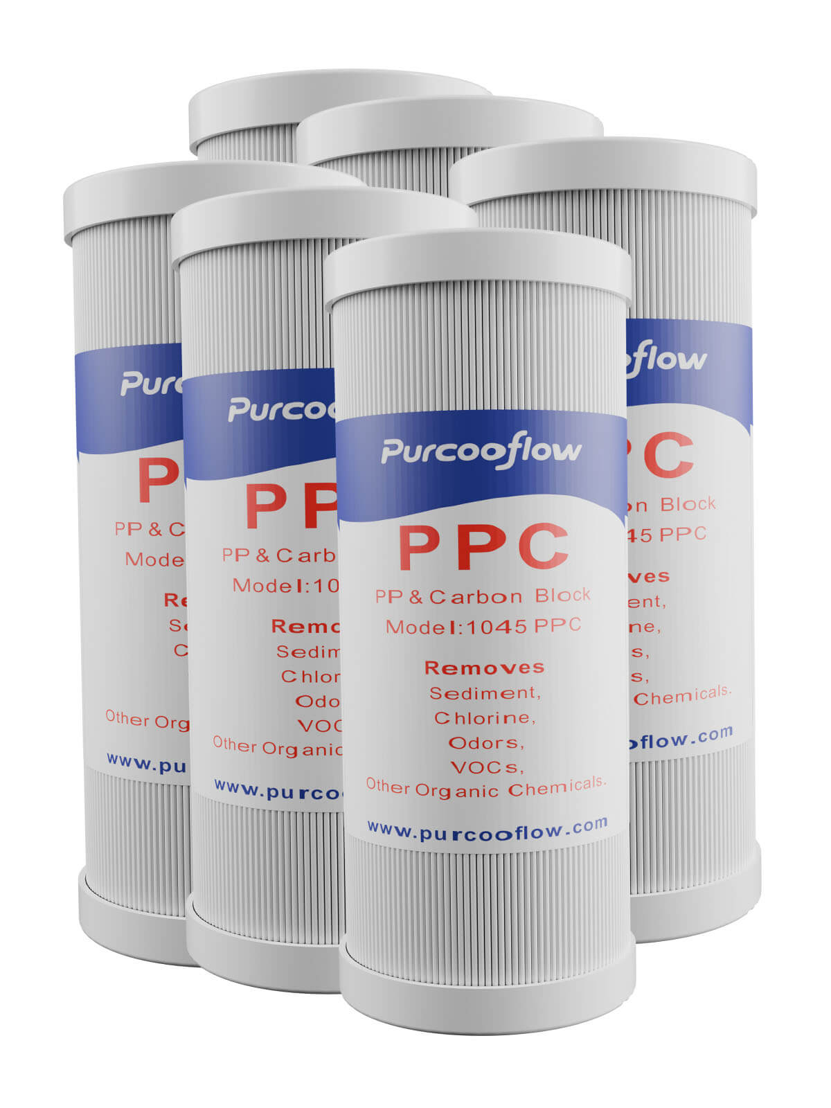 Purcooflow 10" x 4.5" 5 Micron PPC Composite Filter - Sediment & Carbon Block 2-in-1 Replacement