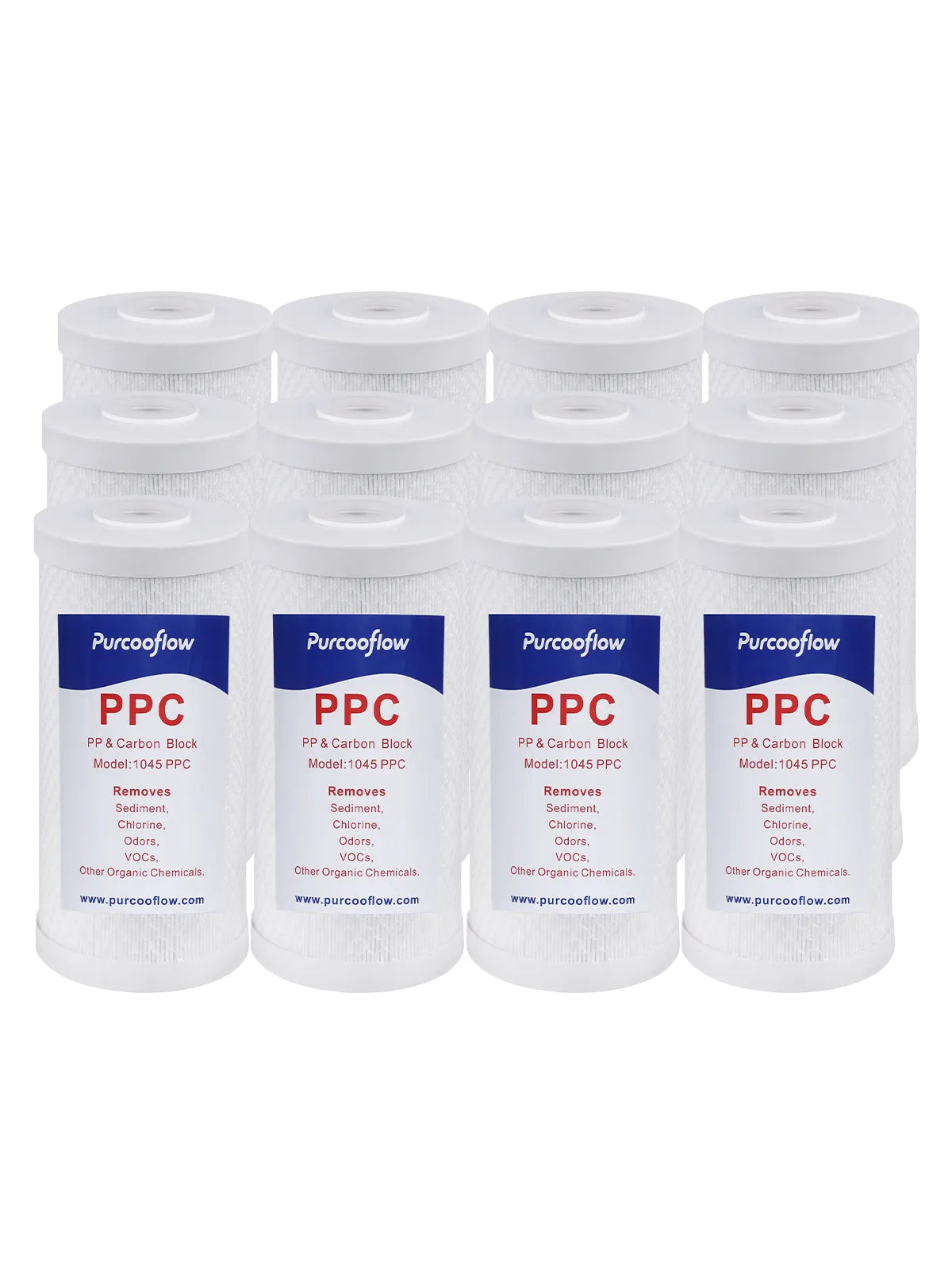 Purcooflow 10" x 4.5" 5 Micron PPC Composite Filter - Sediment & Carbon Block 2-in-1 Replacement