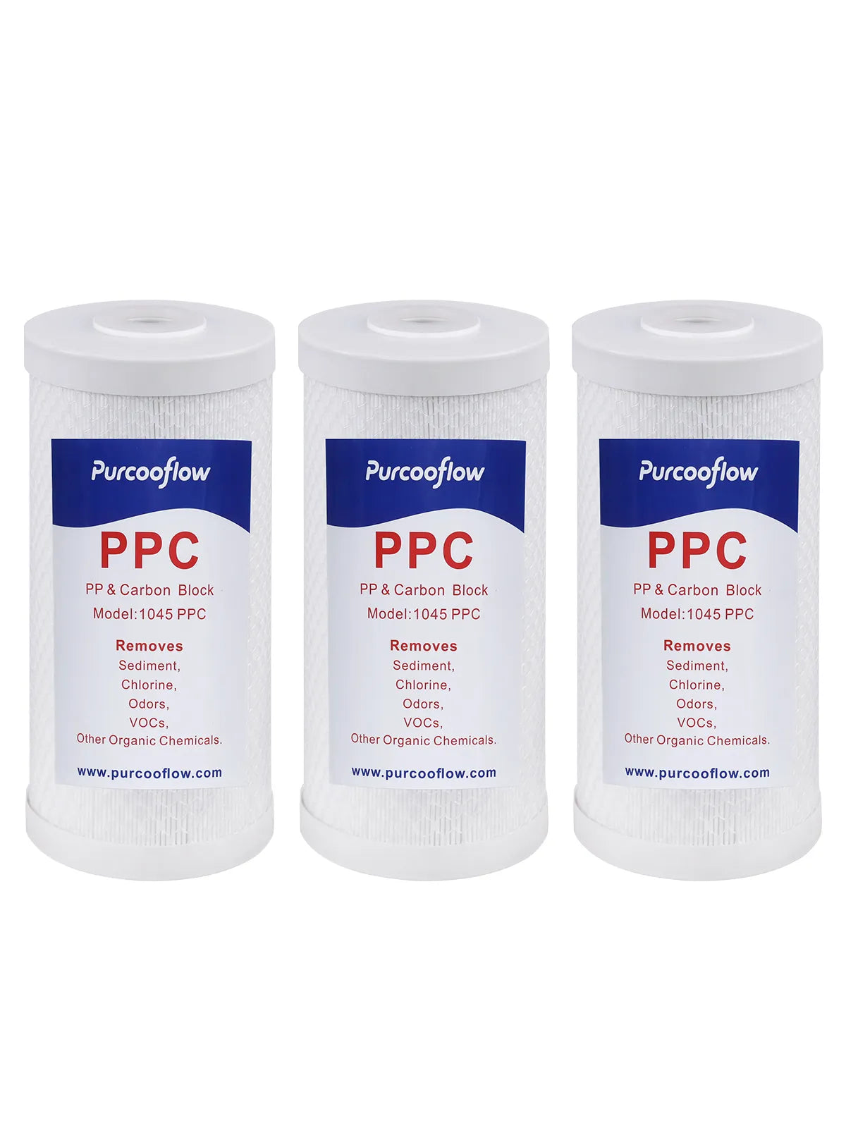 Purcooflow 10" x 4.5" 5 Micron PPC Composite Filter - Sediment & Carbon Block 2-in-1 Replacement