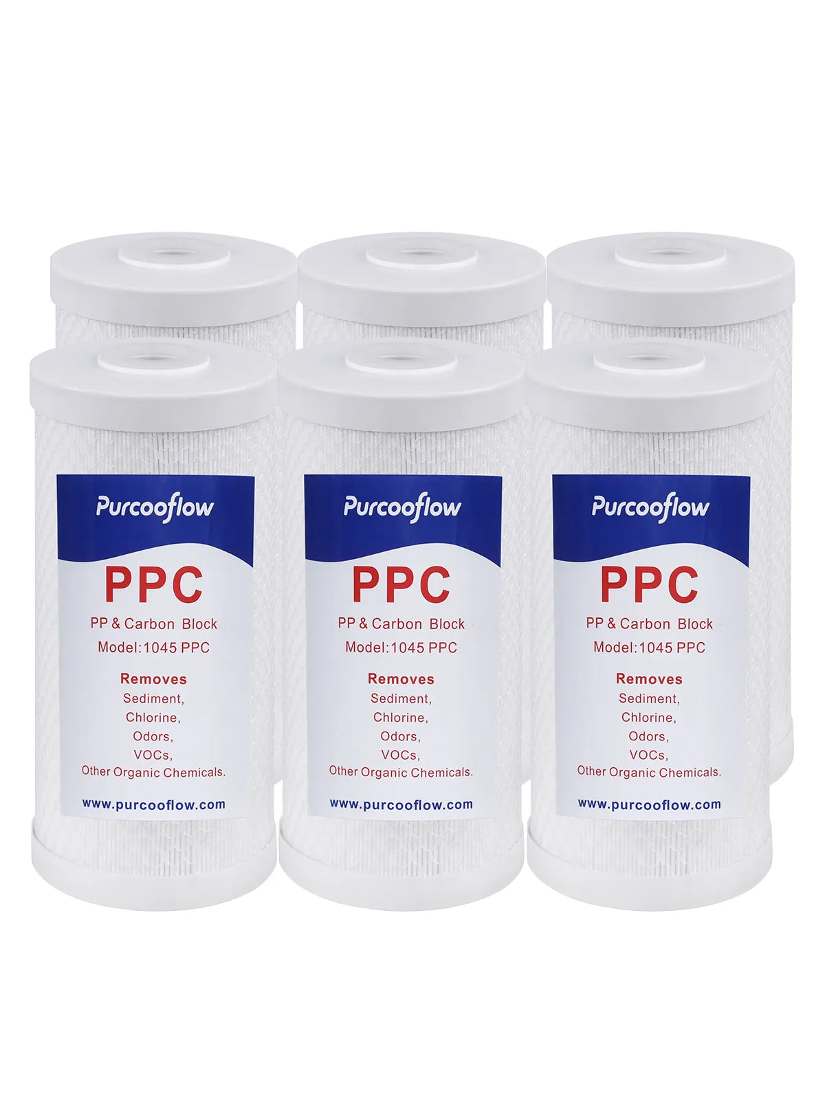 Purcooflow 10" x 4.5" 5 Micron PPC Composite Filter - Sediment & Carbon Block 2-in-1 Replacement