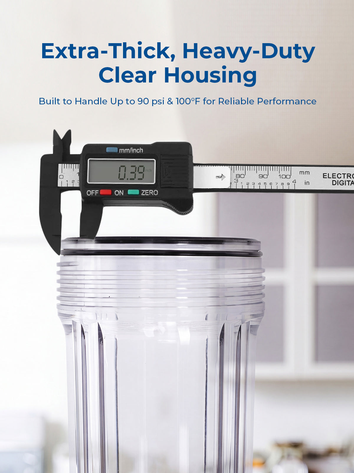 Purcooflow WHF1045C | 10" x 4.5" Clear Whole House Water Filter Housing for Well & City Water