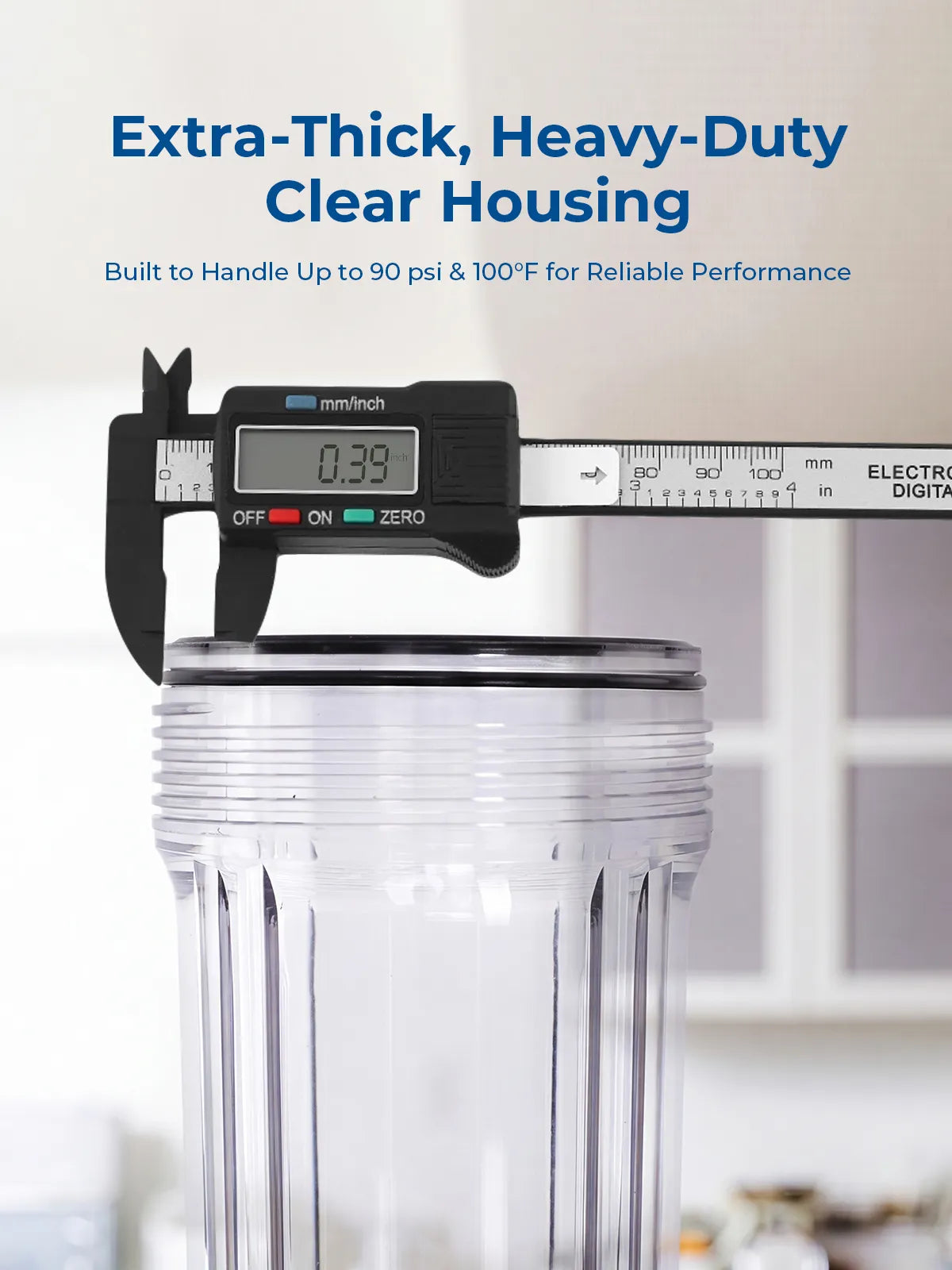 Purcooflow WHF2045C | 20" x 4.5" Clear Whole House Water Filter Housing for Well & City Water