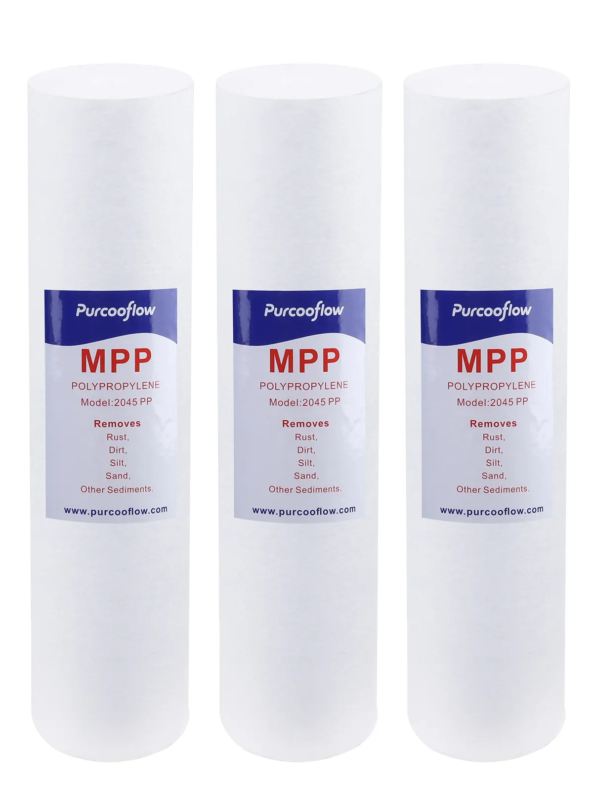 Purcooflow 20x4.5 Inch 5 Micron MPP Sediment Water Filter, Reduces Sand, Rust, Dirt & Silt
