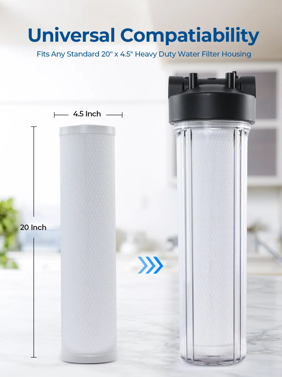 Purcooflow 20" x 4.5" 5 Micron PPC Composite Filter - Dual-Stage PP & Carbon Block for Whole House