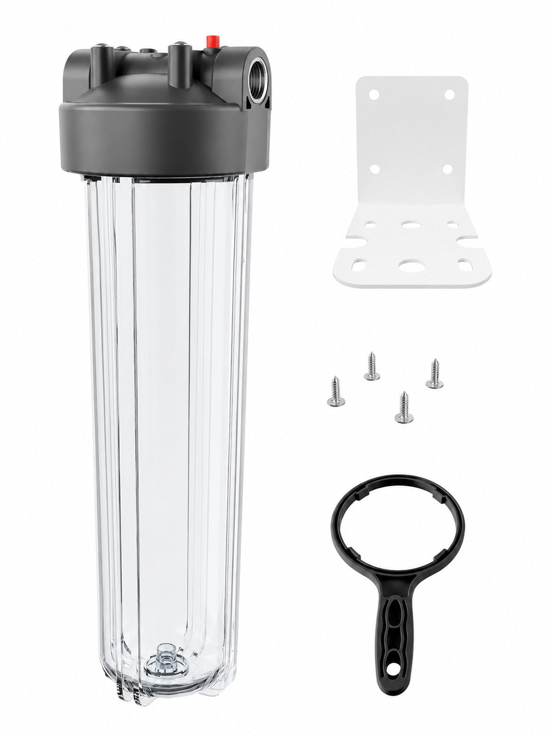 Purcooflow WHF2045C | 20" x 4.5" Clear Whole House Water Filter Housing for Well & City Water