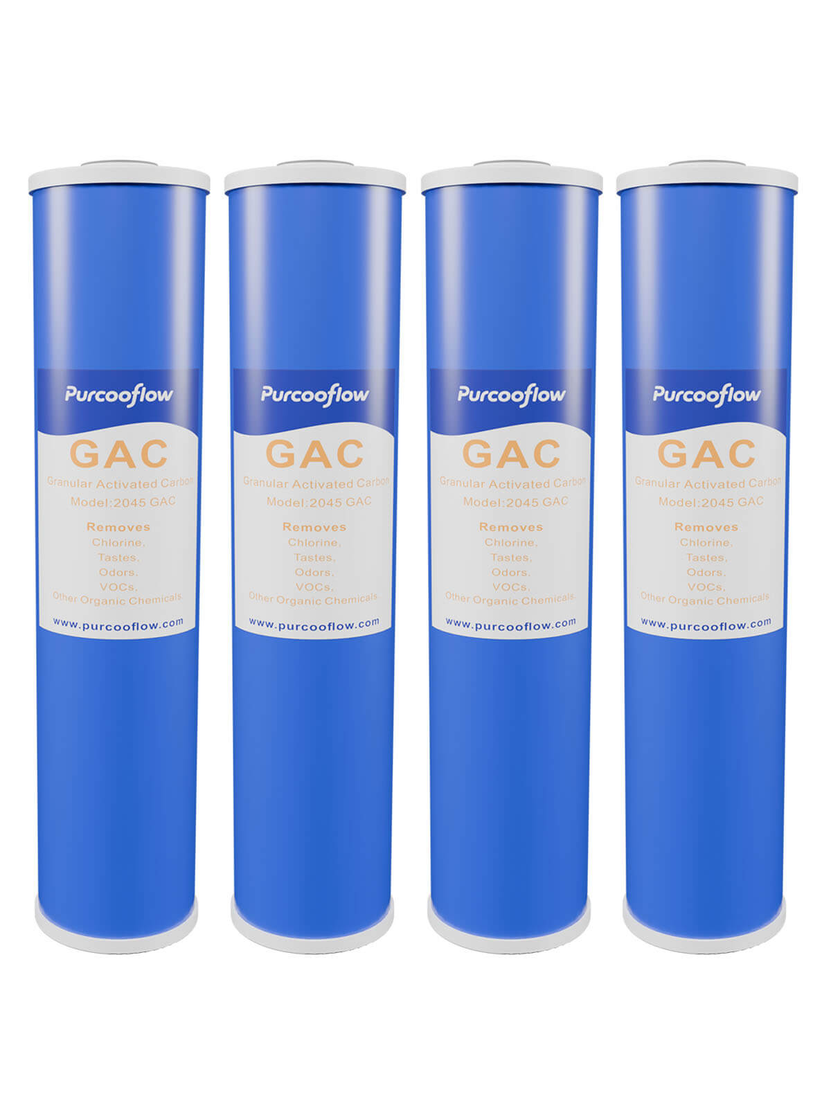 Purcooflow 20" x 4.5" 5 Micron GAC Granular Activated Carbon Filter - High-Flow Coconut Shell Replacement Cartridge