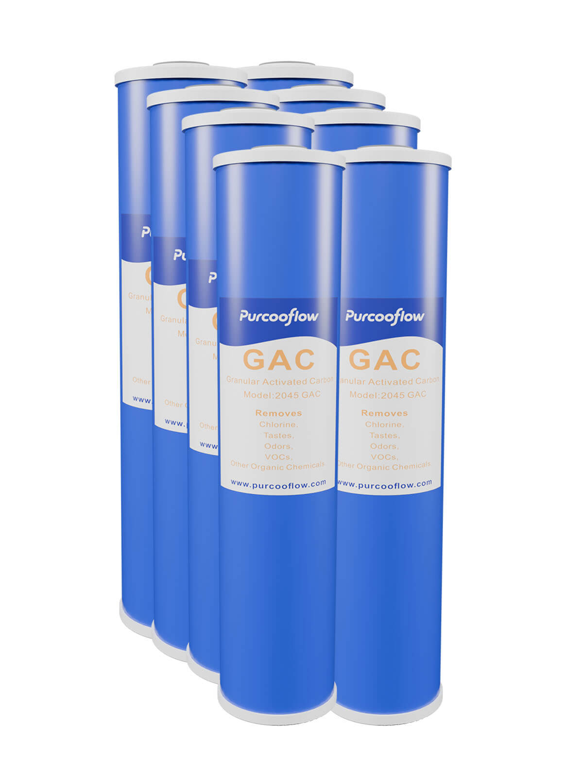 Purcooflow 20" x 4.5" 5 Micron GAC Granular Activated Carbon Filter - High-Flow Coconut Shell Replacement Cartridge