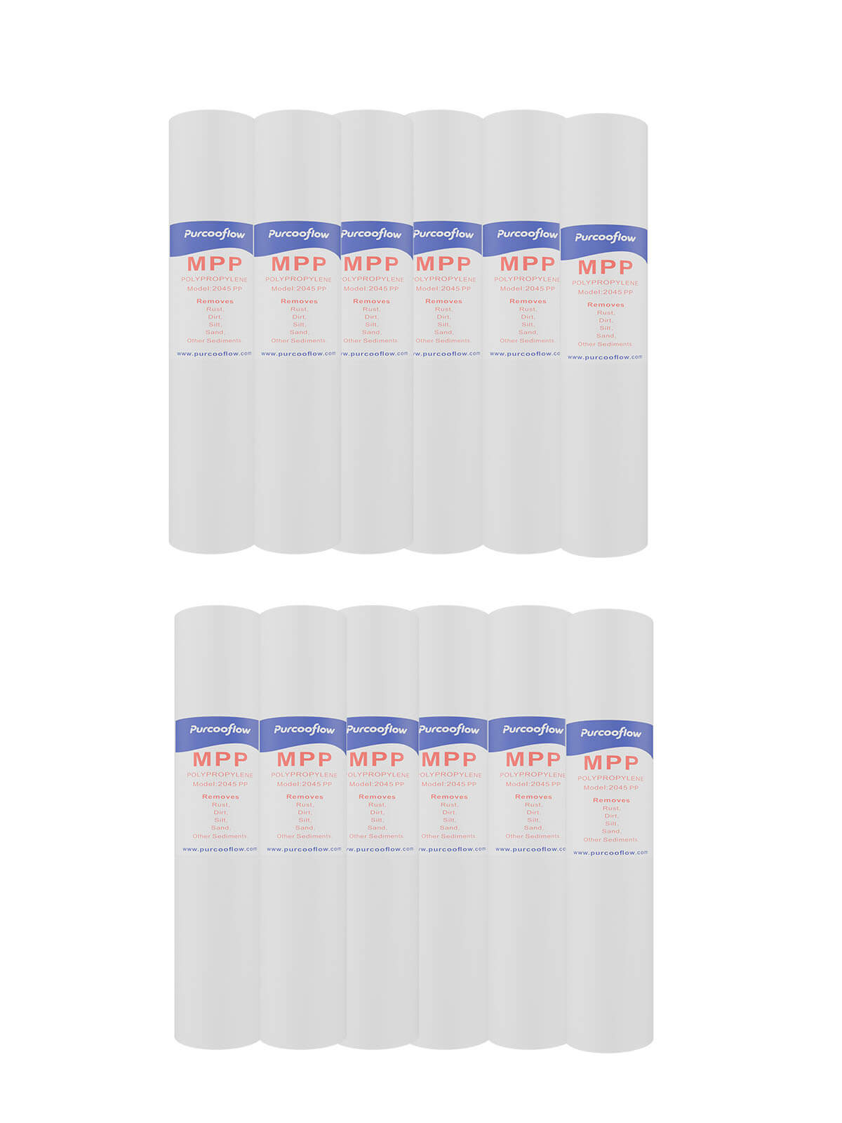 Purcooflow 20x4.5 Inch 5 Micron PP Sediment Water Filter, Reduces Sand, Rust, Dirt & Silt, 5 Micron