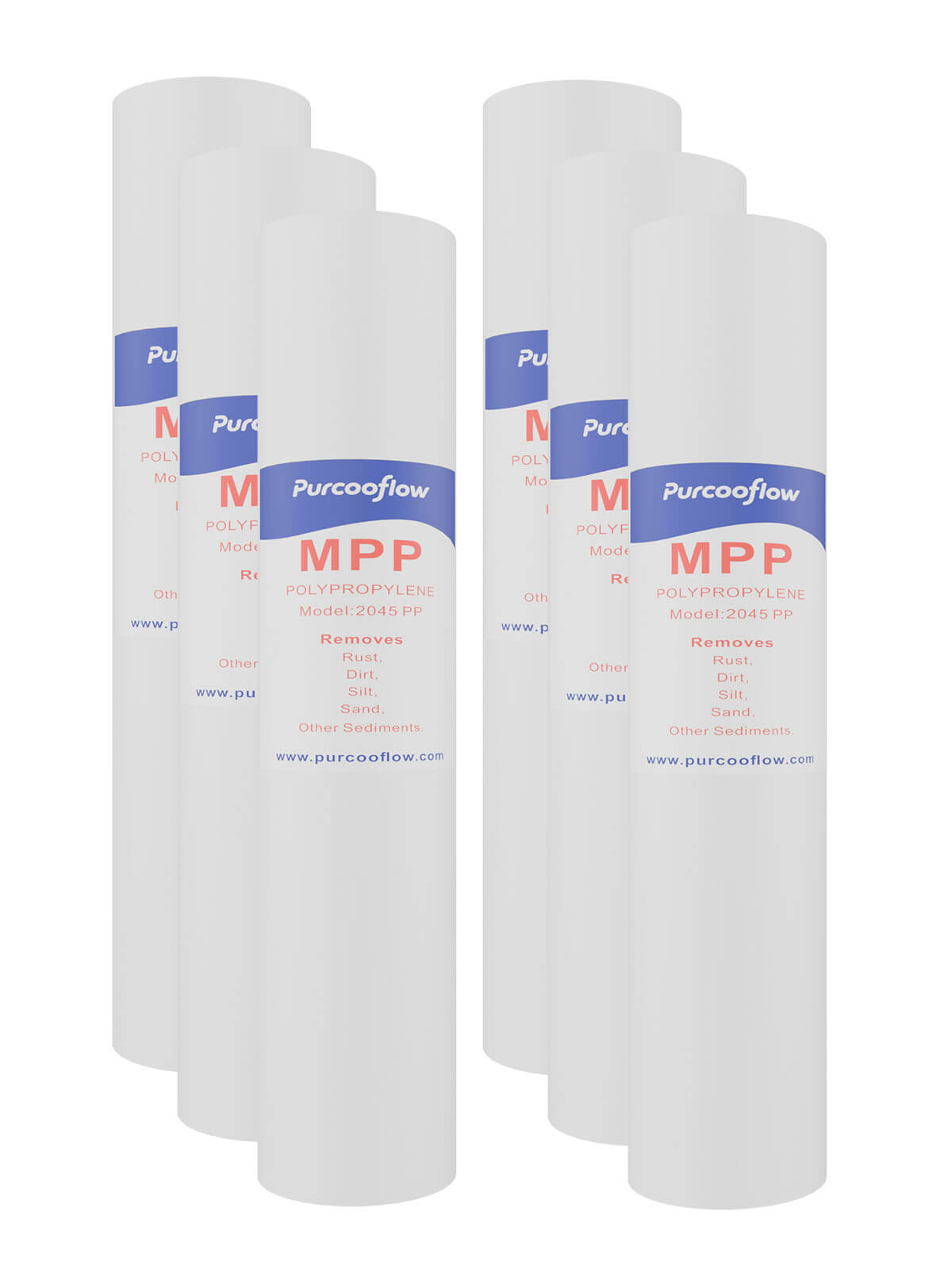 Purcooflow 20x4.5 Inch 5 Micron PP Sediment Water Filter, Reduces Sand, Rust, Dirt & Silt, 5 Micron