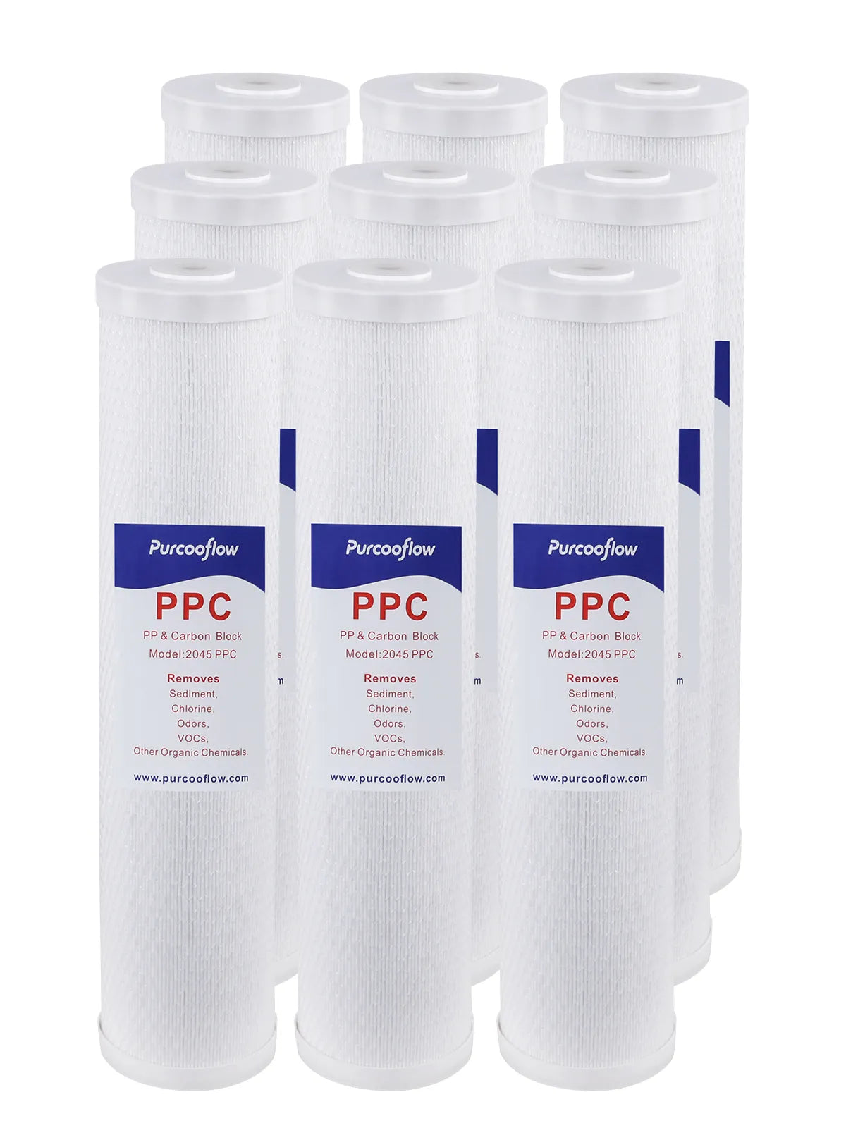 Purcooflow 20" x 4.5" 5 Micron PPC Composite Filter - Dual-Stage PP & Carbon Block for Whole House