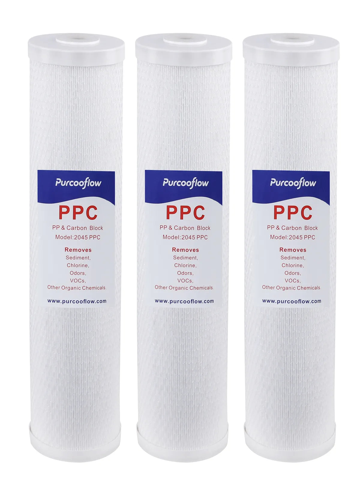 Purcooflow 20" x 4.5" 5 Micron PPC Composite Filter - Dual-Stage PP & Carbon Block for Whole House