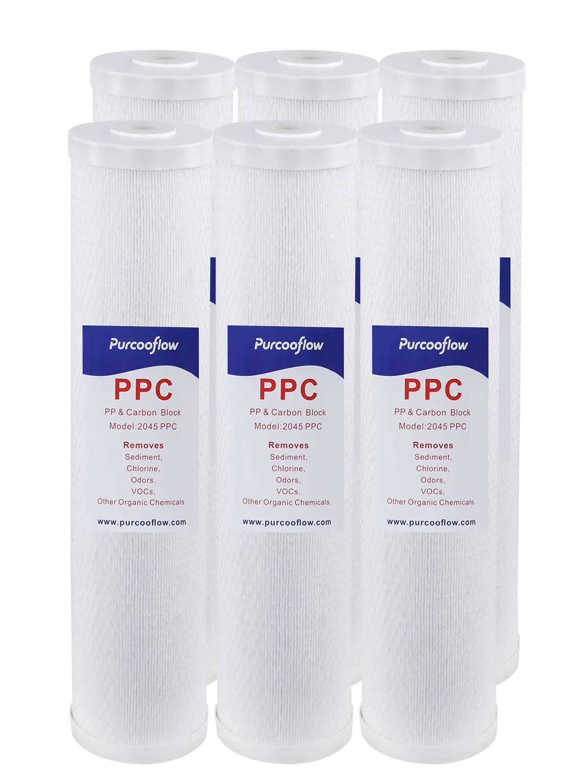 Purcooflow 20" x 4.5" 5 Micron PPC Composite Filter - Dual-Stage PP & Carbon Block for Whole House