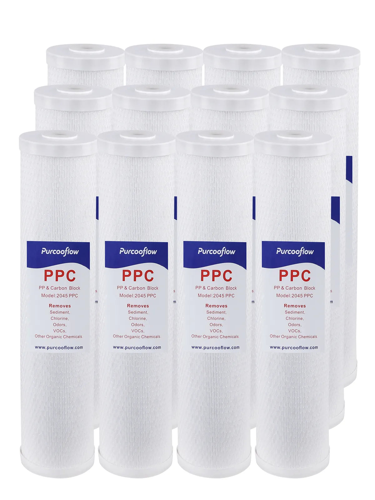Purcooflow 20" x 4.5" 5 Micron PPC Composite Filter - Dual-Stage PP & Carbon Block for Whole House