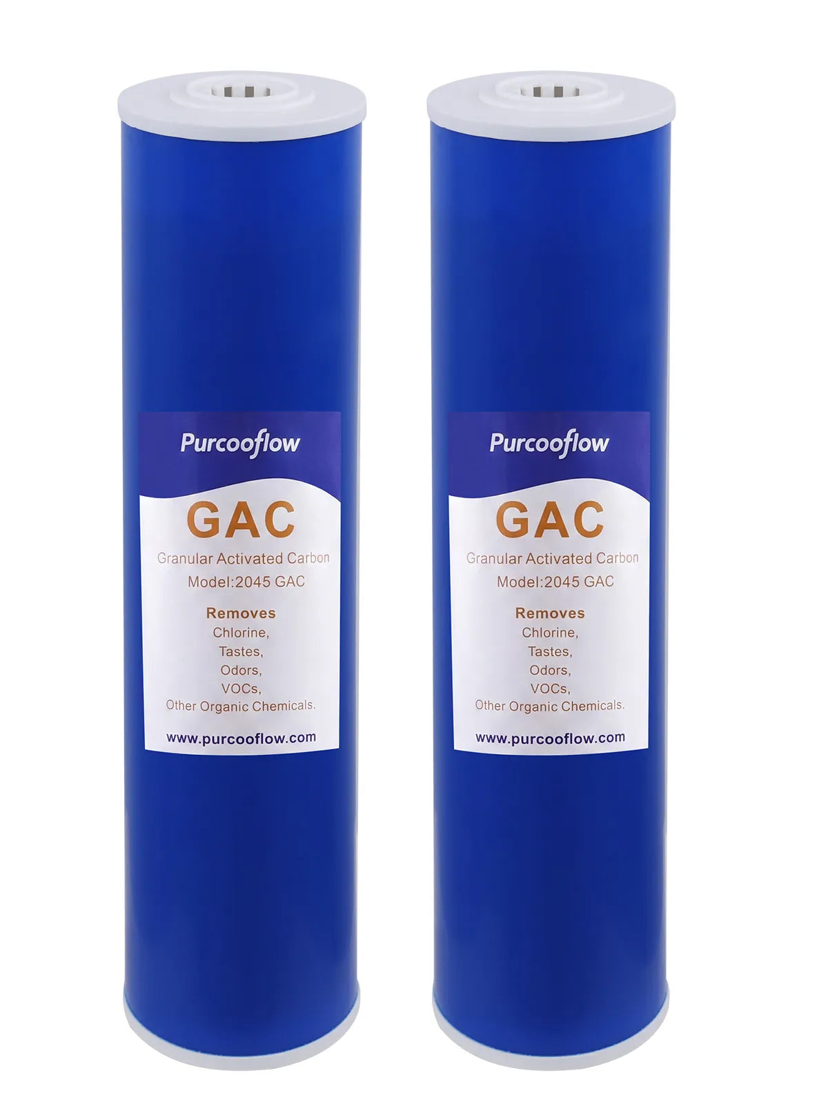Purcooflow 20" x 4.5" 5 Micron GAC Granular Activated Carbon Filter - High-Flow Coconut Shell Replacement Cartridge