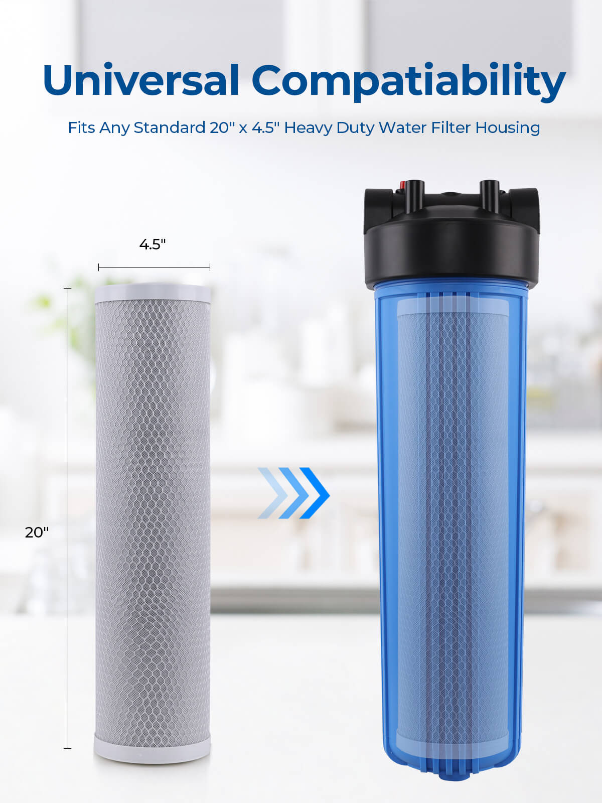 Purcooflow 20" x 4.5" 5 Micron CTO Carbon Block Filter - 5 Micron Coconut Shell Water Replacement Cartridge