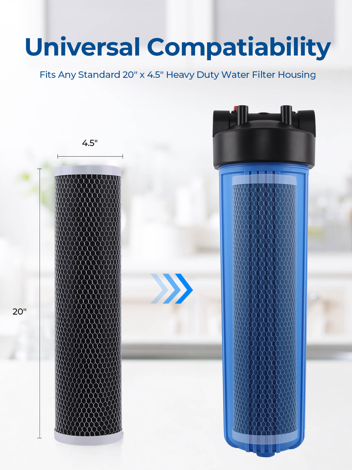 Purcooflow 20" x 4.5" 5 Micron CTO⁺ Specialized PFAS Removal Filter - Whole House Carbon Block for PFOA/PFOS & Chlorine