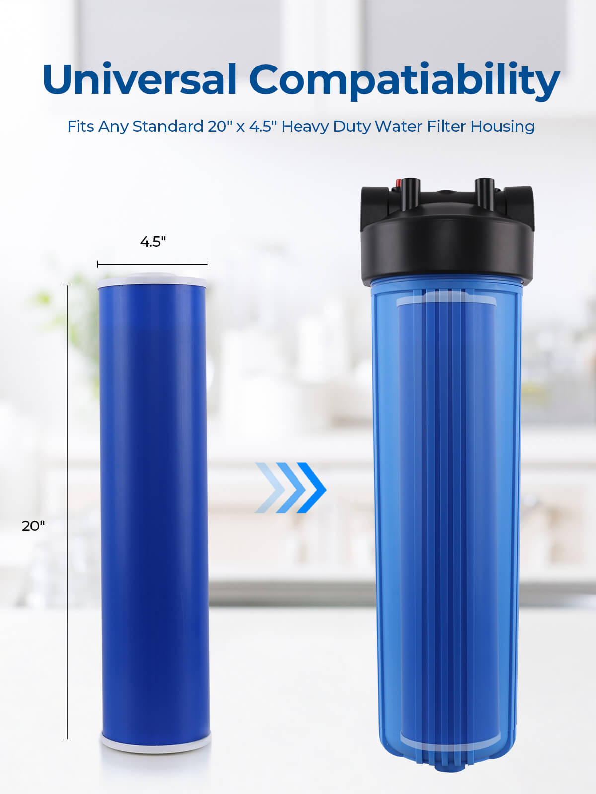 Purcooflow 20" x 4.5" 5 Micron GAC Granular Activated Carbon Filter - High-Flow Coconut Shell Replacement Cartridge