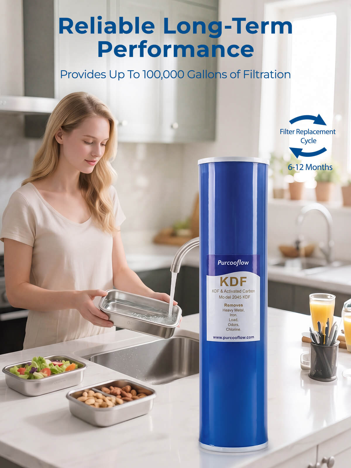 Purcooflow 20" x 4.5" 5 Micron KDF & Carbon Composite Filter - Heavy Metal Reduction