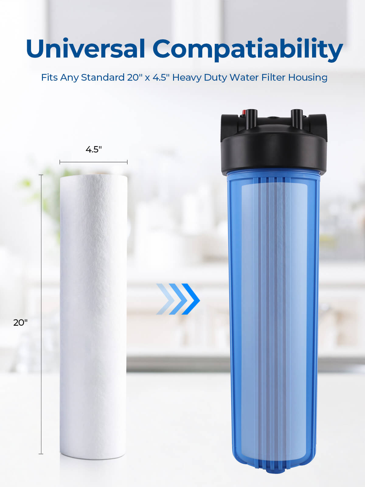 Purcooflow 20x4.5 Inch 5 Micron PP Sediment Water Filter, Reduces Sand, Rust, Dirt & Silt, 5 Micron