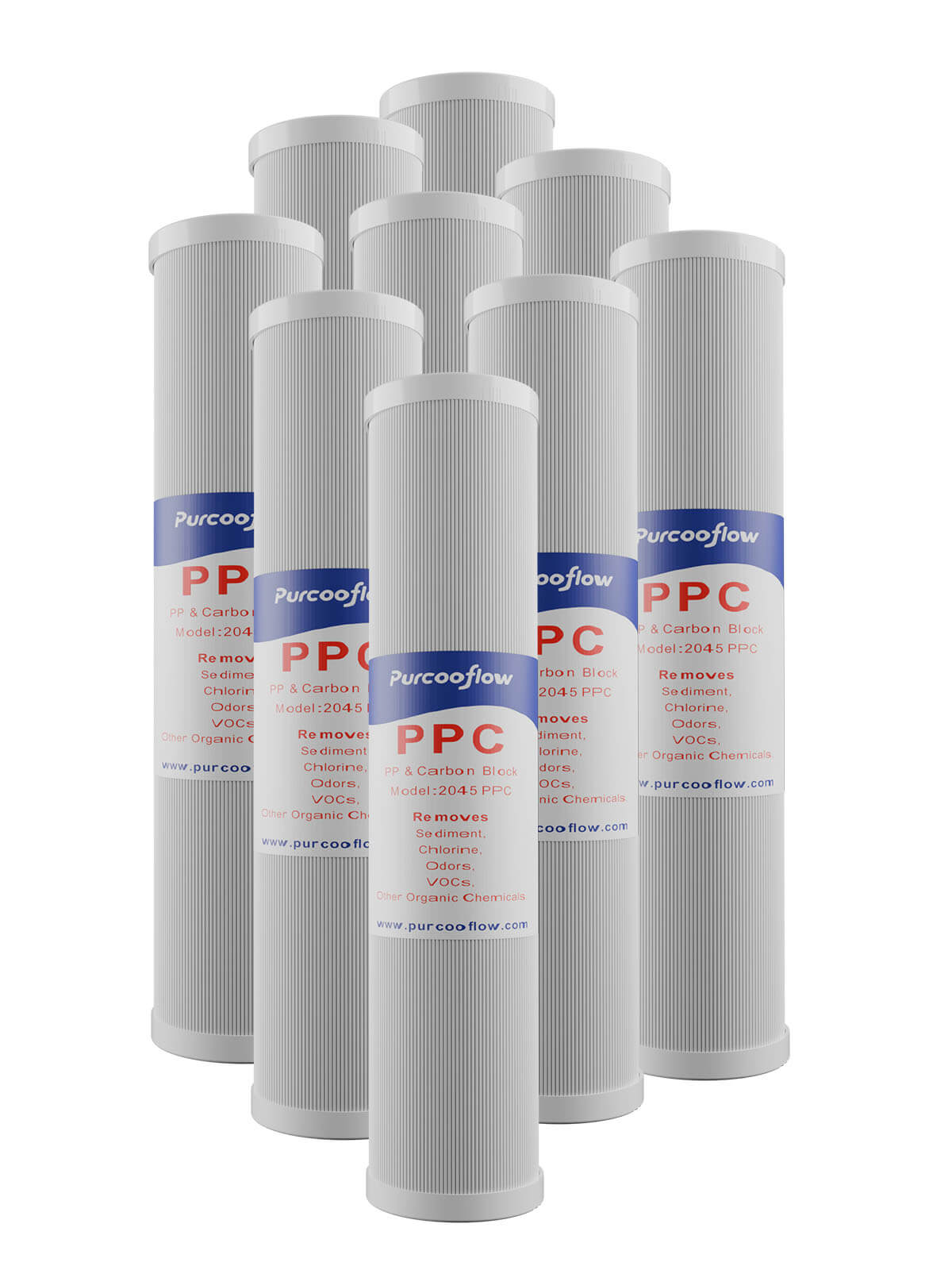 Purcooflow 20" x 4.5" 5 Micron PPC Composite Filter - Dual-Stage PP & Carbon Block for Whole House