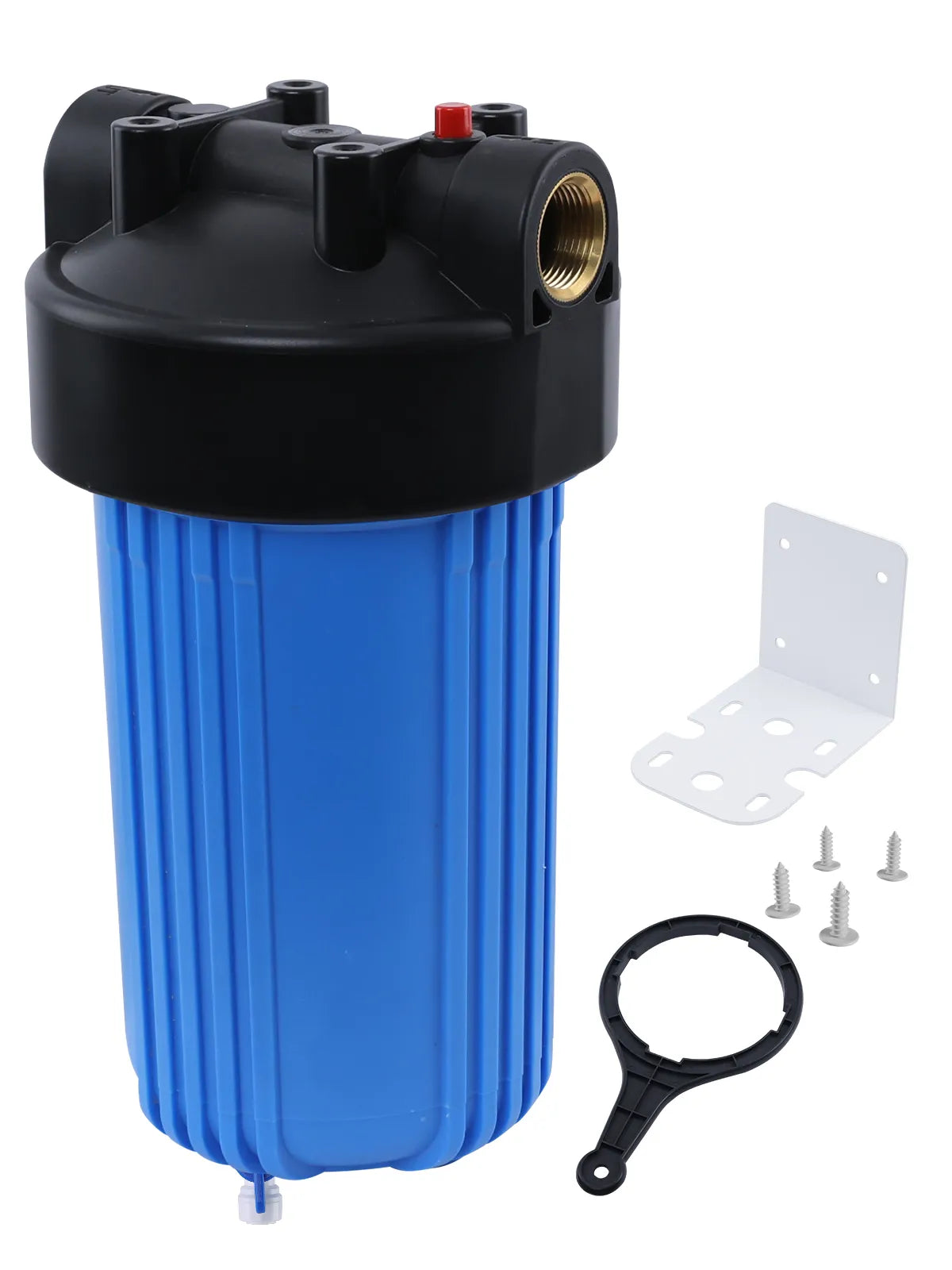 Purcooflow WHF1045B 10" x 4.5" Compact Big Blue Housing with Integrated Drain Valve for Well & City Water